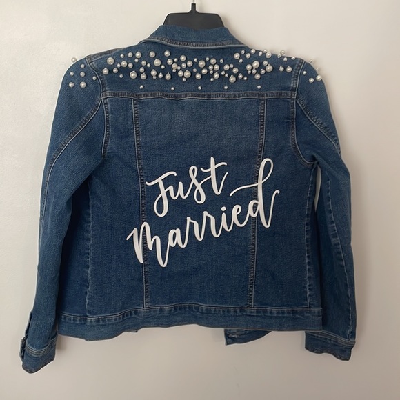 Customized “Just Married” Bride’s Denim Jacket - Picture 1 of 6